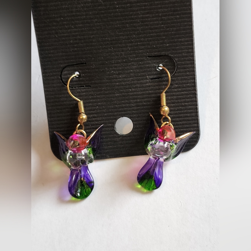 Glass hummingbird earrings